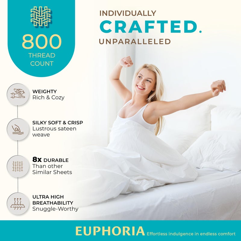 THREAD SPREAD 100% Egyptian Cotton Sheets King Size - 4 PC 800 High Thread Count Egyptian Cotton King Size Bed Sheets Set (White), Soft, Cooling, 16" Deep Pocket Sateen Weave Luxury Hotel Bedsheet - Image 2